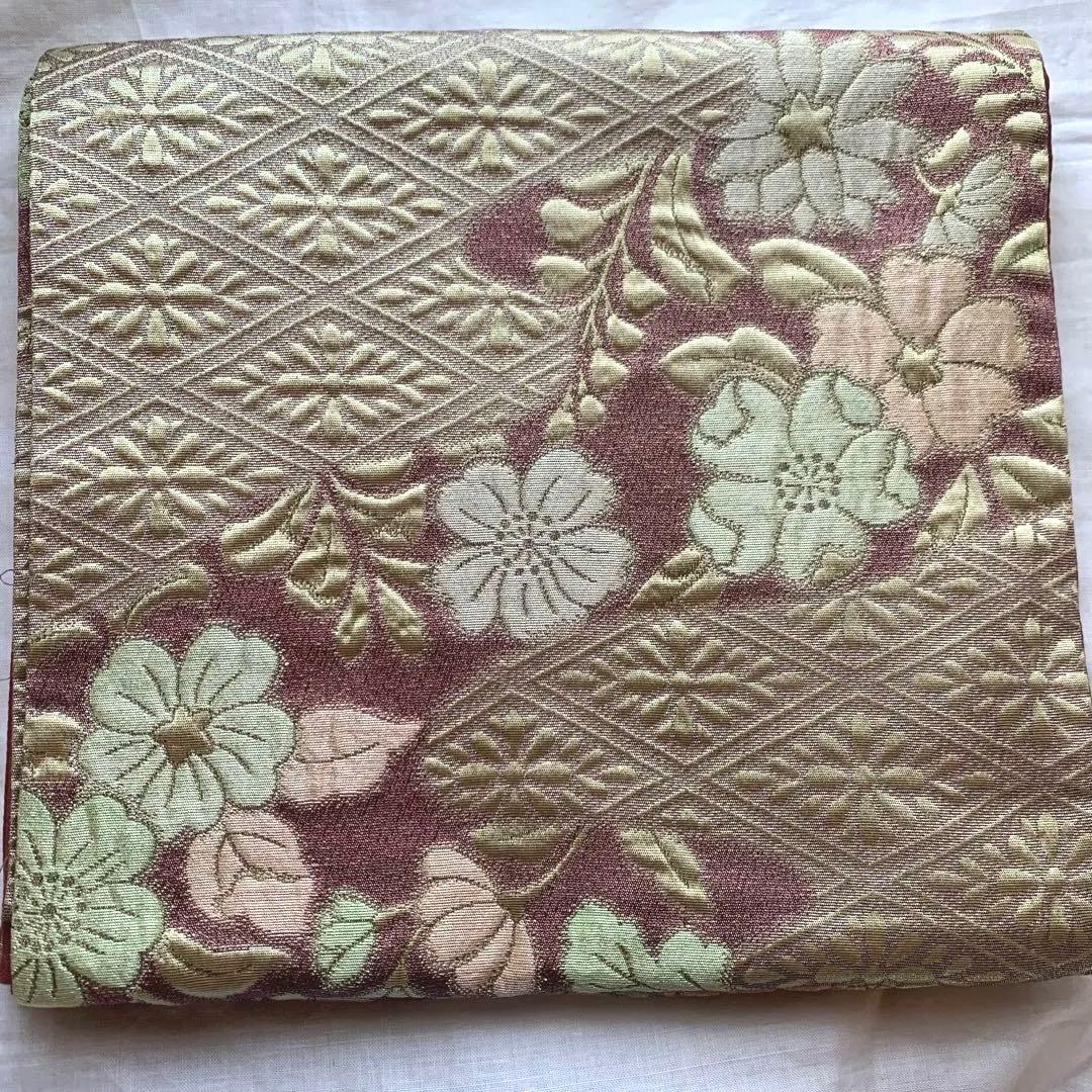 【美品 】辻ヶ花 袋帯 名品 落款 辻が花 藤色　正絹 フォーマル　膨れ織