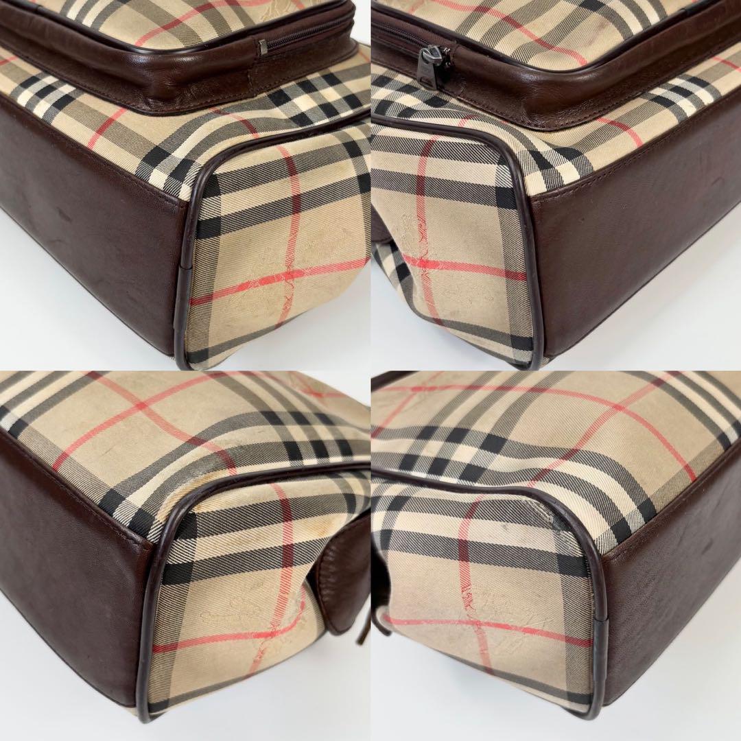 美品 正規品 バーバリー ノバチェック ハンドバッグ シャドーホース ベージュ BURBERRY バーバリー シャドーホース ノバチェック チェック柄