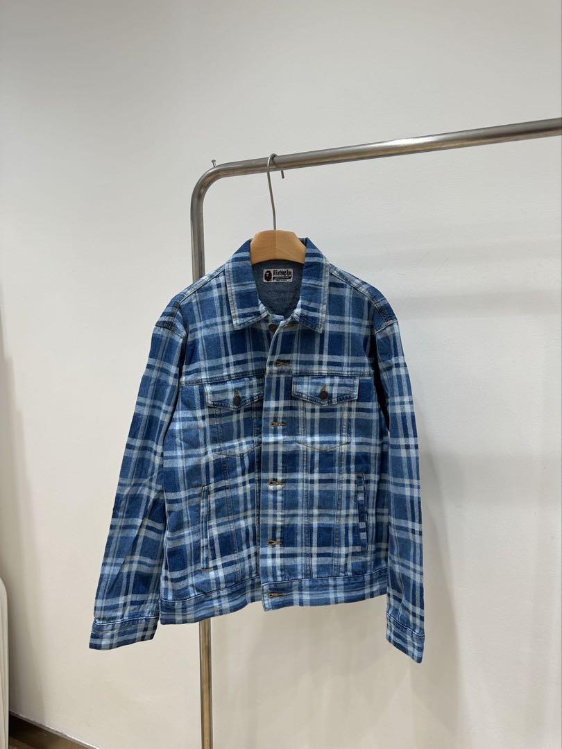 A BATHING APE BAPE CHECK DENIM JACKET