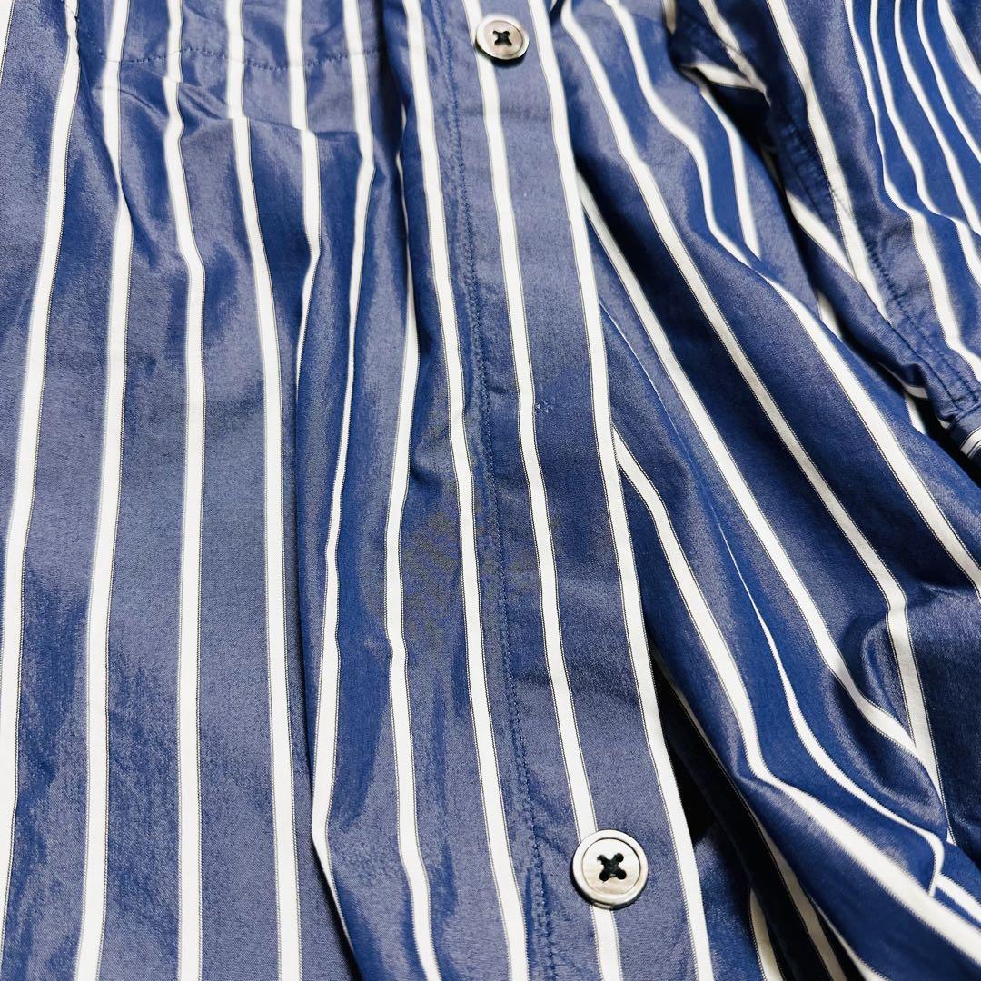 美品　メゾンスペシャル　ストライプシャツワンピース　シャンブレーシャツネイビー