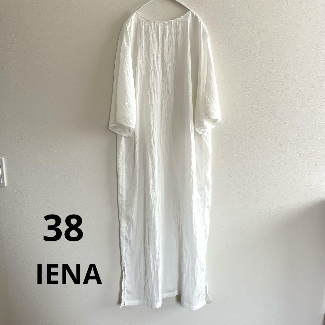 IENA イエナ　ロングワンピース　五分袖　レーヨンナイロン　手洗い可　透け感