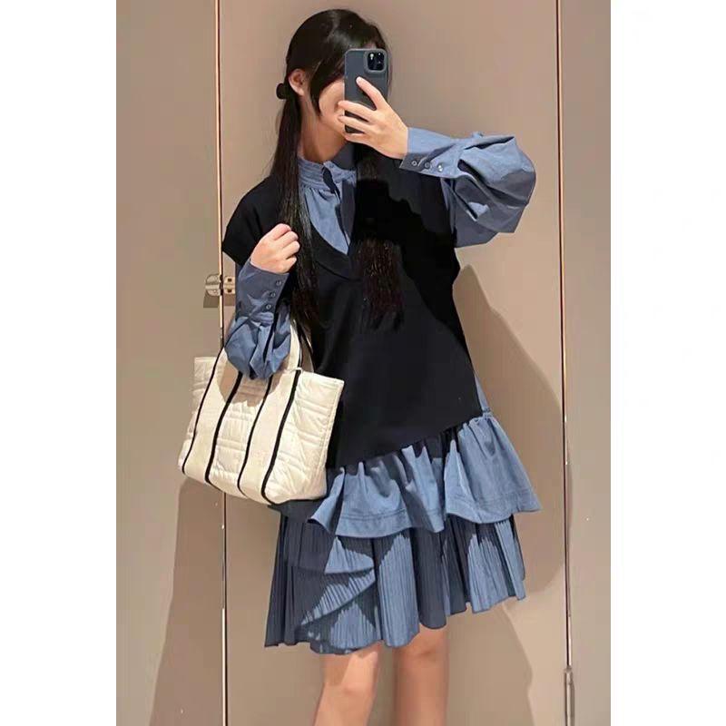 新品✨レースミニワンピース＆Vネックニットベスト2点セット