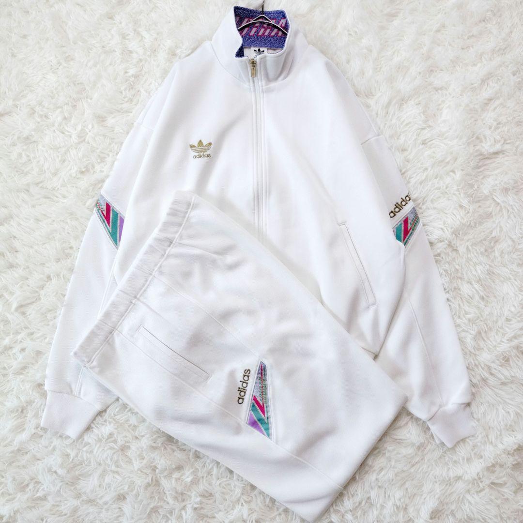 アディダス　ジャージ　セットアップ　トレフォイルロゴ　スポーツ　XXL 90s adidasアディダス トレフォイル ロゴ刺繍 トラック