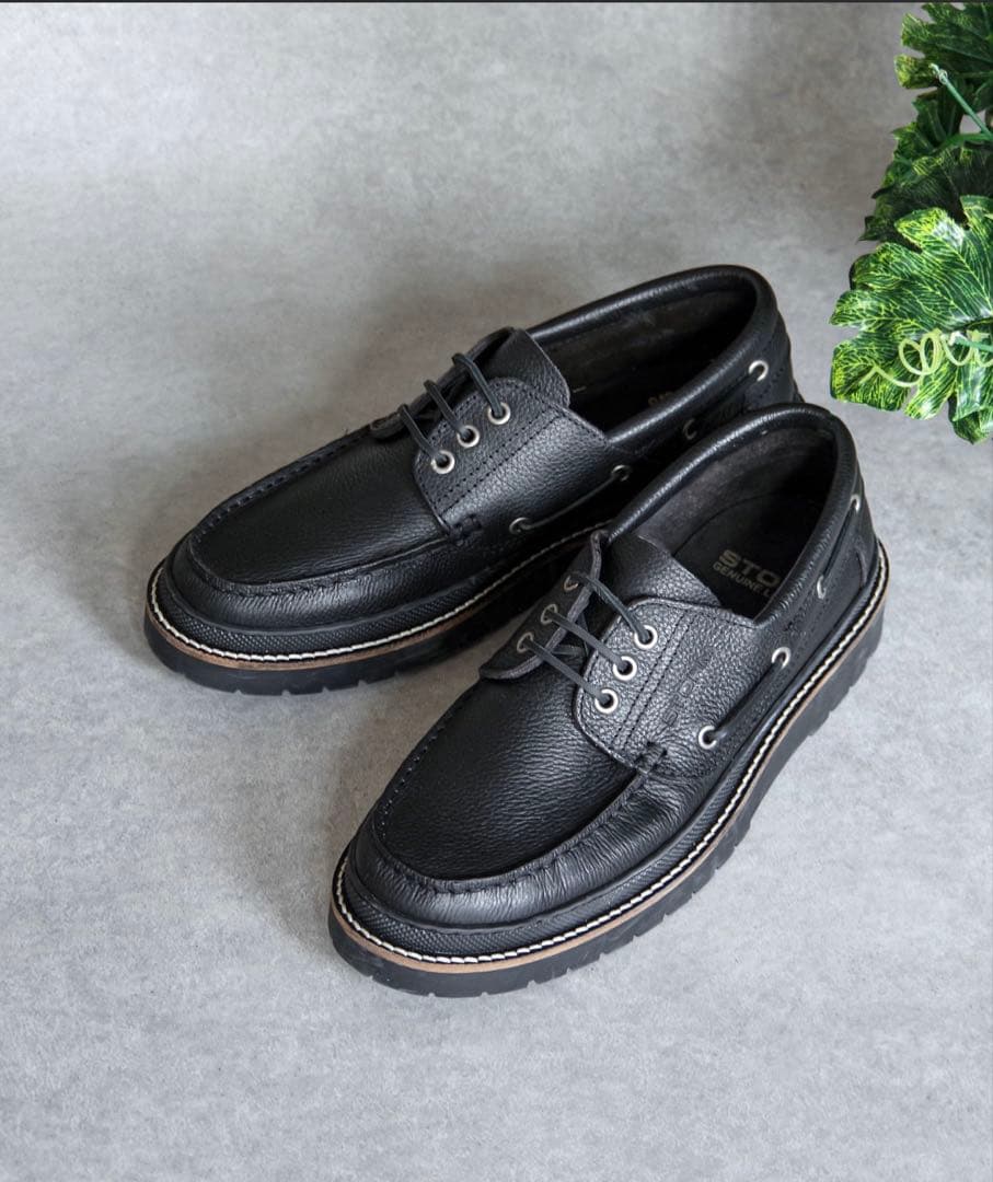 ブラックレザーカジュアルシューズ26.5cm STORM