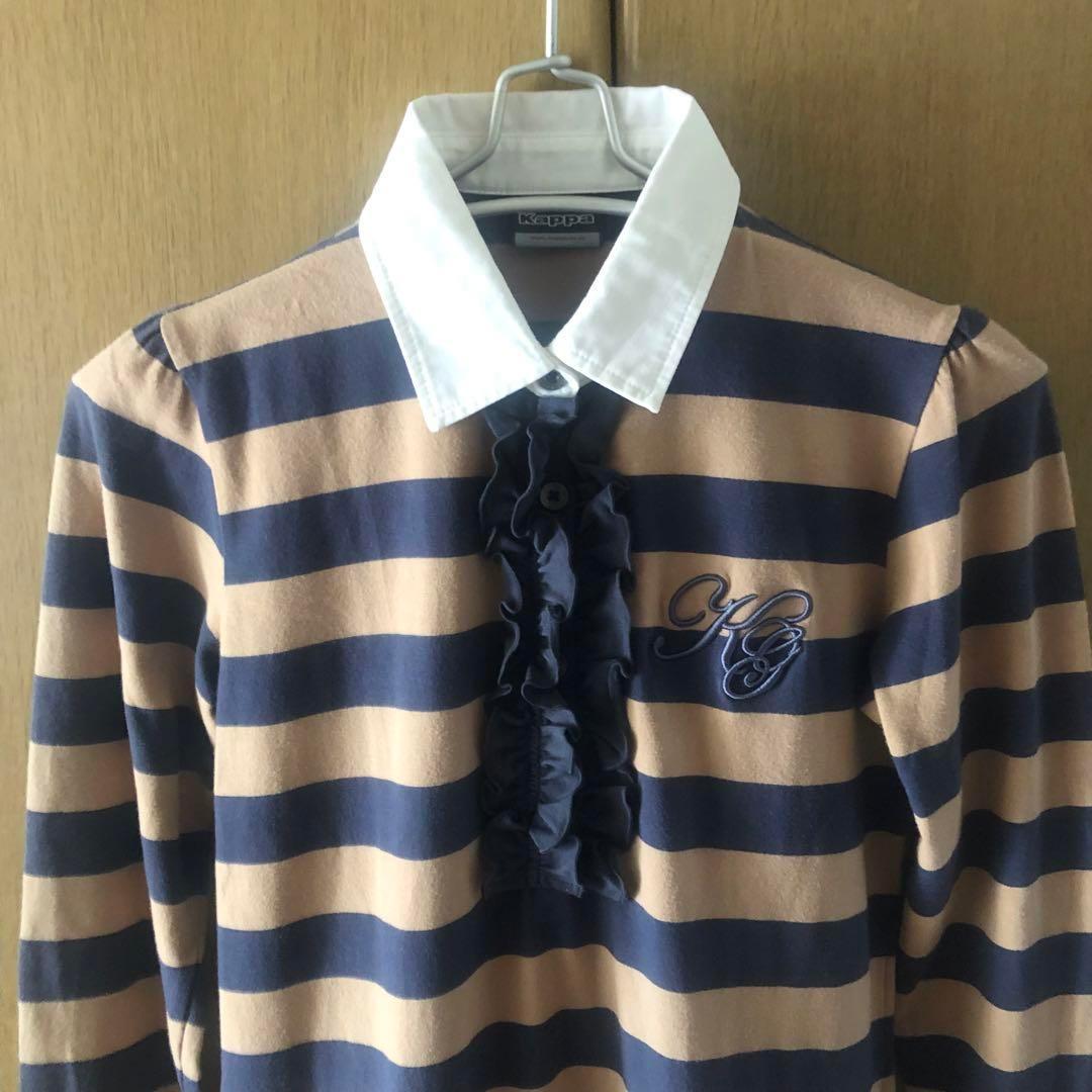 Kappa golf カッパ 長袖ポロワンピース M ボーダー フリル