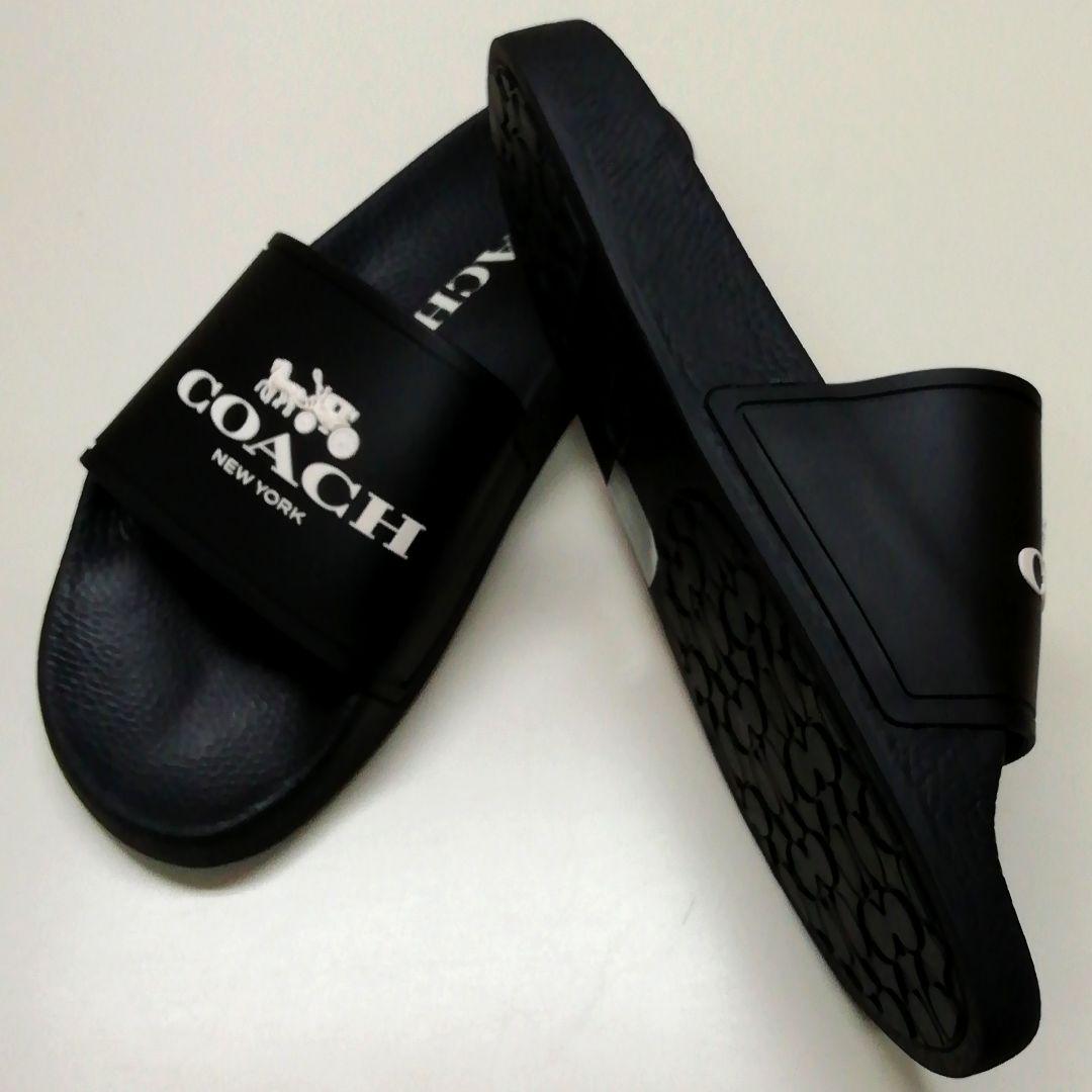 ★新品★COACH(コーチ)★メンズスライドサンダルブラック黒ロゴ大人気♪♪ ☆新品☆COACH(コーチ)☆メンズスライドサンダルブラック黒ロゴ
