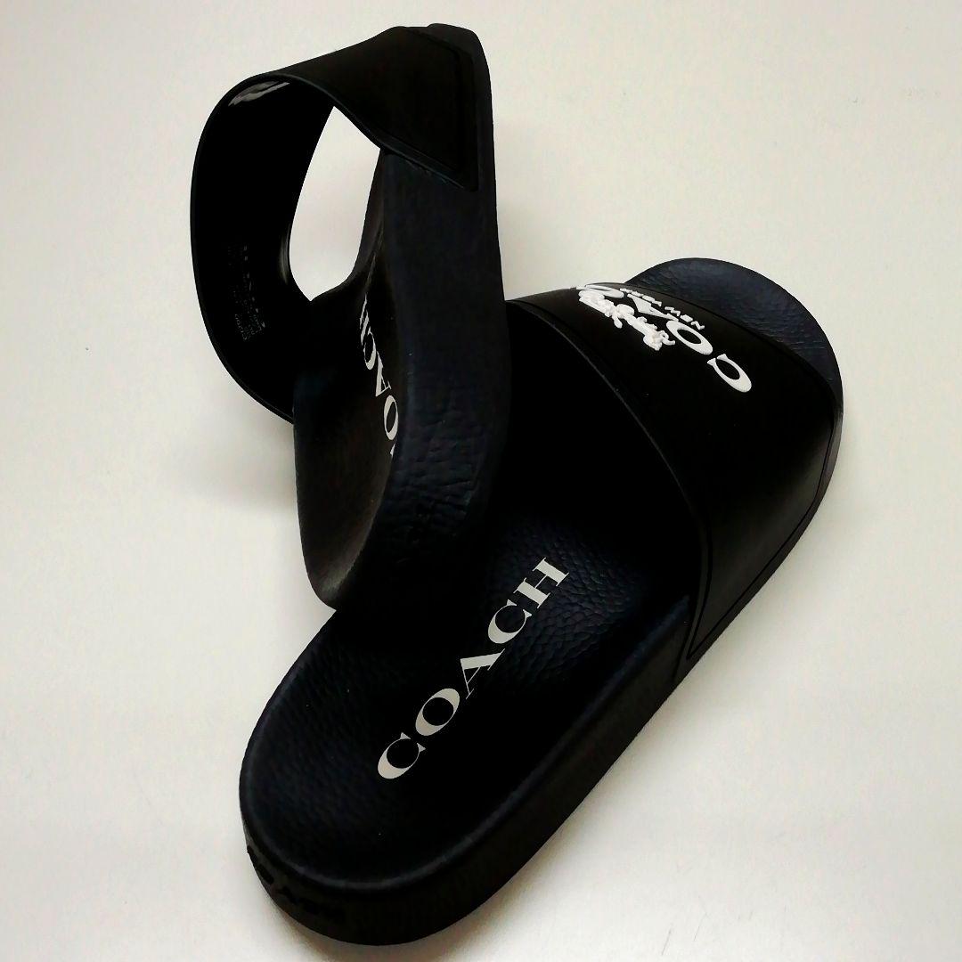 ★新品★COACH(コーチ)★メンズスライドサンダルブラック黒ロゴ大人気♪♪ ☆新品☆COACH(コーチ)☆メンズスライドサンダルブラック黒ロゴ