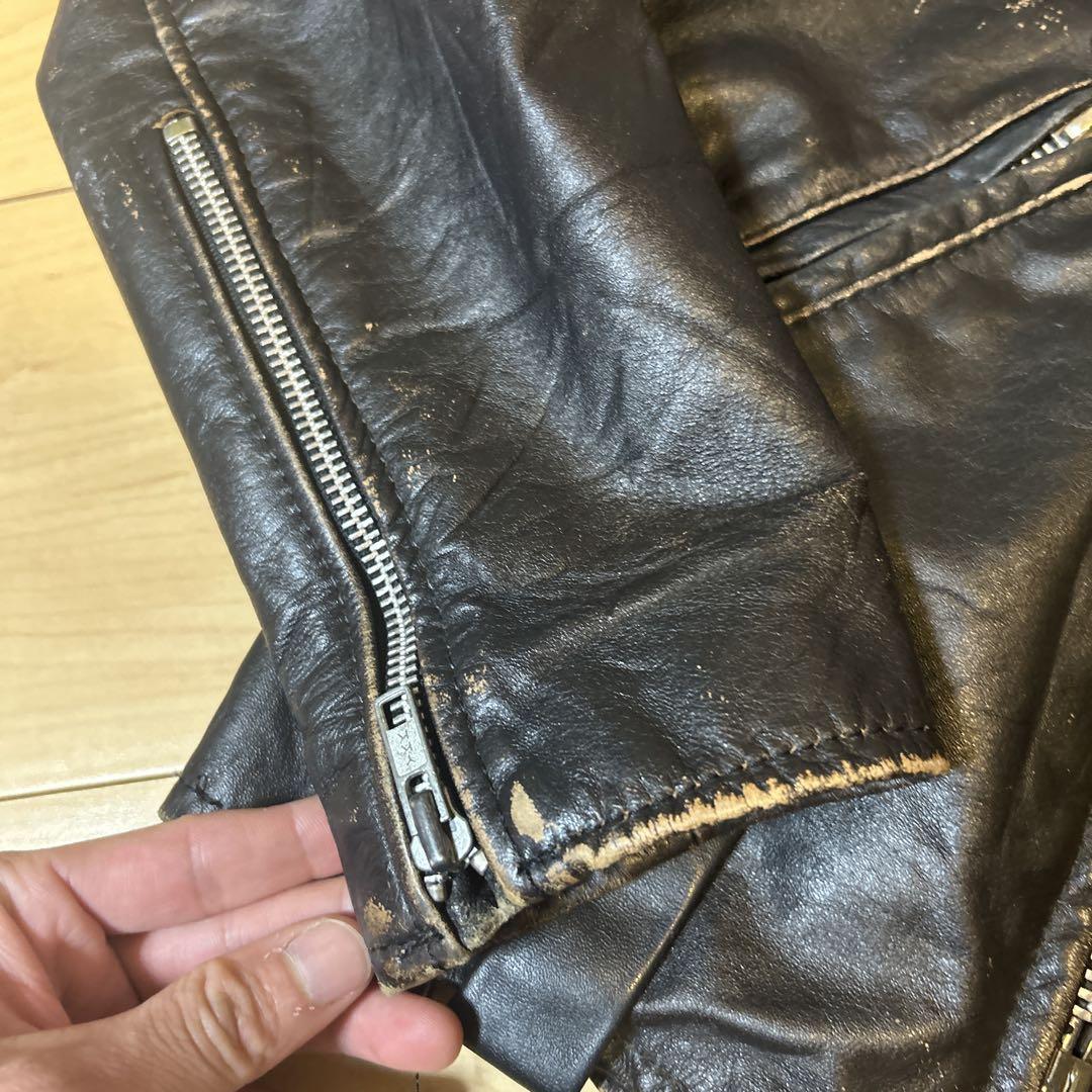 80s USA製 Brooks leather レザー ライダース 茶芯