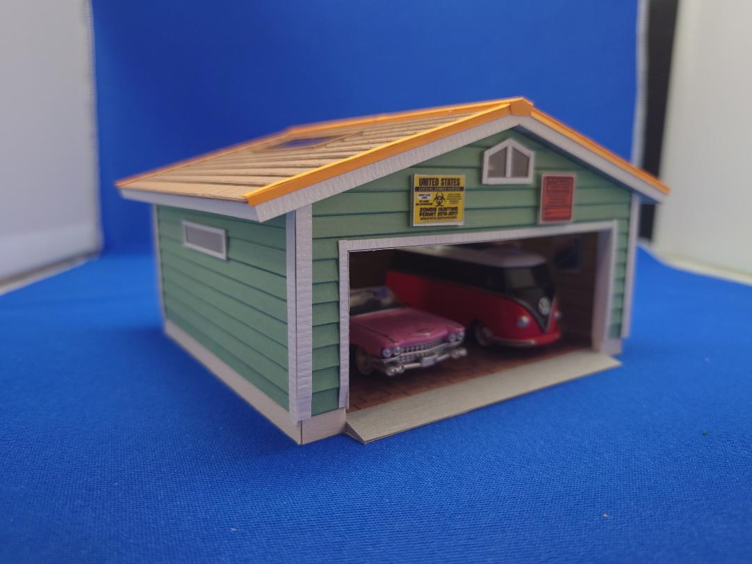 ▼ミニカー用建築模型02　スケール1/64アメリカンスタイルガレージ インテリア