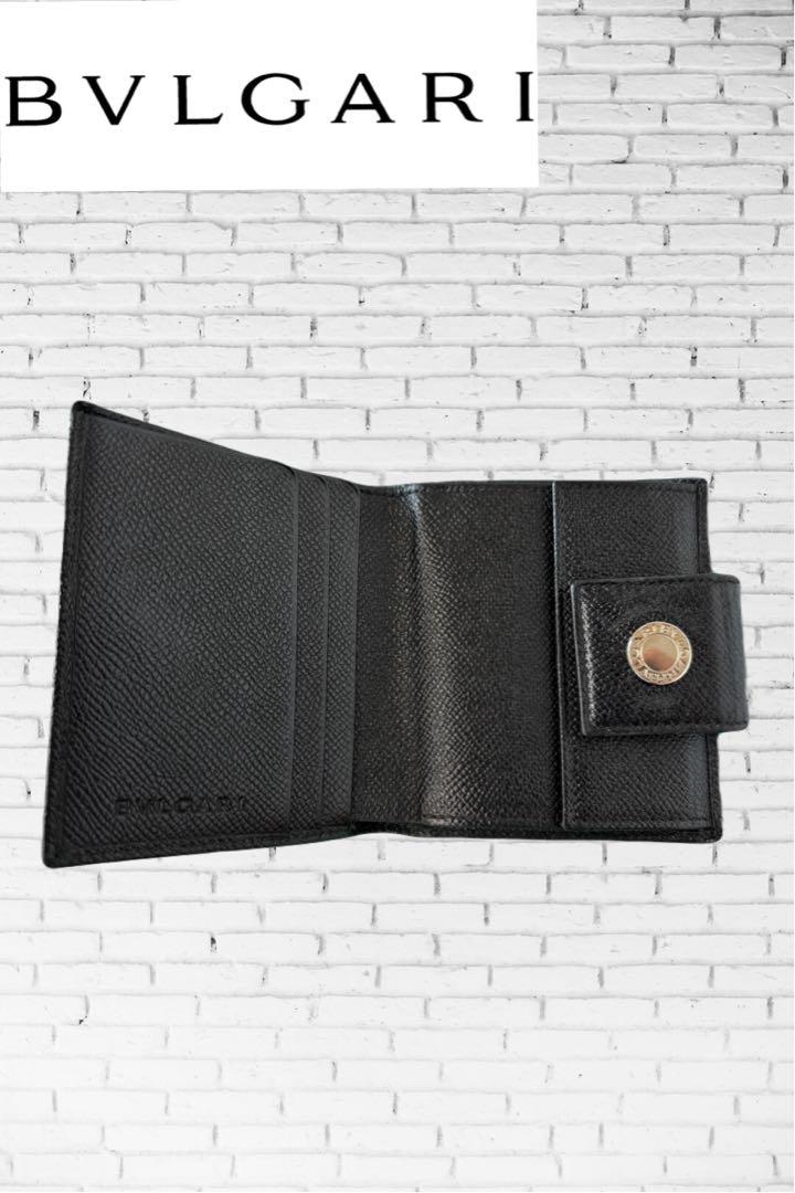 BVLGARI ブラック レザー二つ折り財布