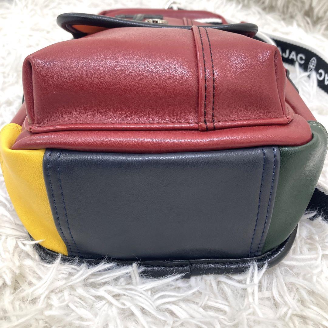 【美品】カステルバジャック ボディバッグ ロゴ 赤 マルチカラー