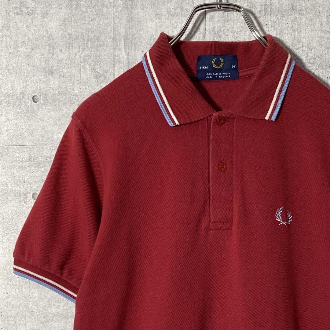 最終決算 刺繍ロゴ 【英国製】フレッドペリー ライン襟 イングランド