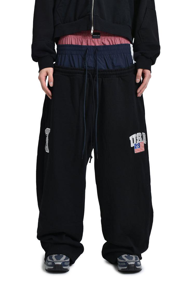 PROJECT G/R 3 LAYERED SWEAT PANTS BLACK