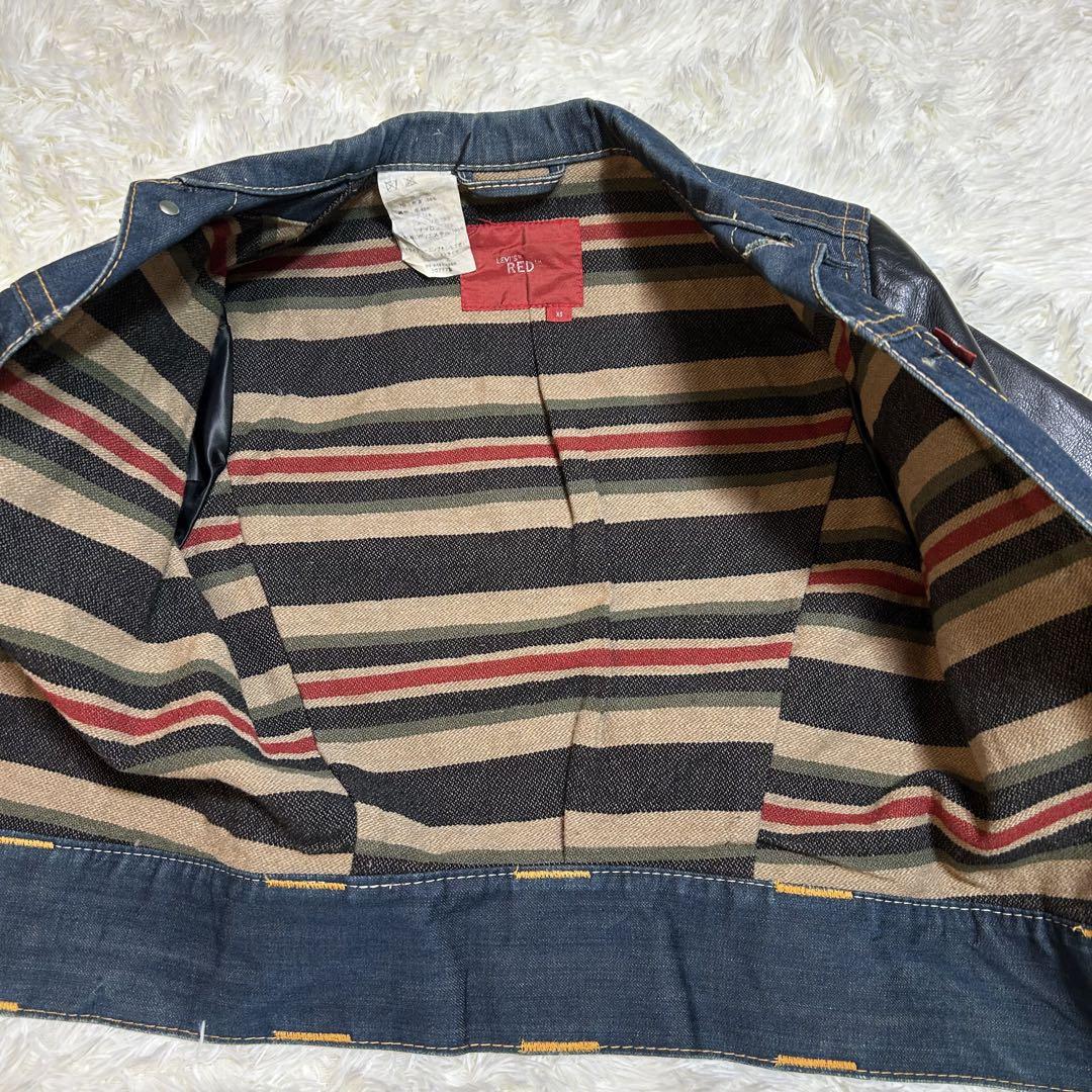 リーバイスレッド 切替 Gジャン 本革 デニム 真紺 XS ユニ