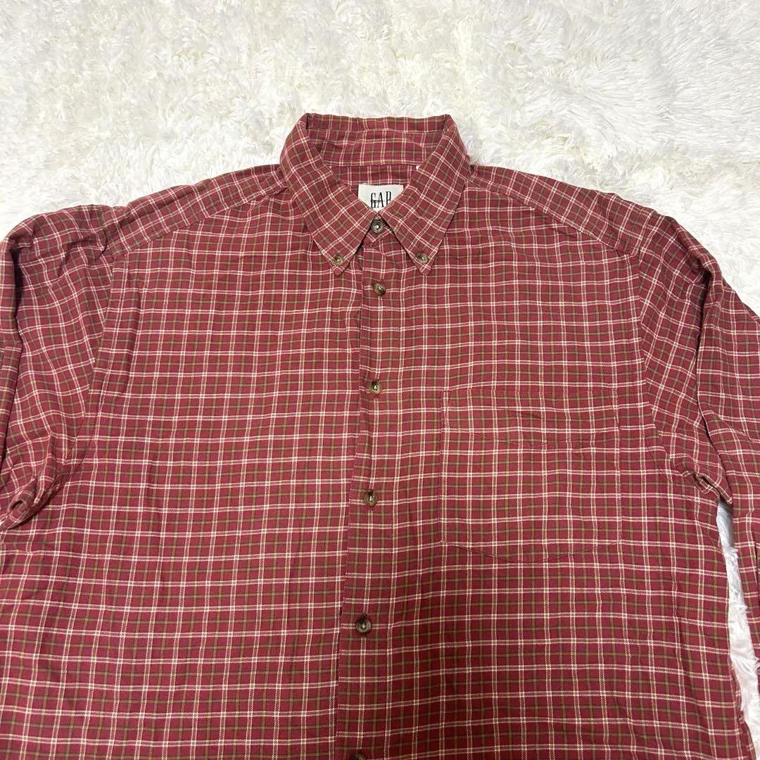 【美品】GAP レッド チェック 長袖シャツ M イエロー ホワイト 90’s