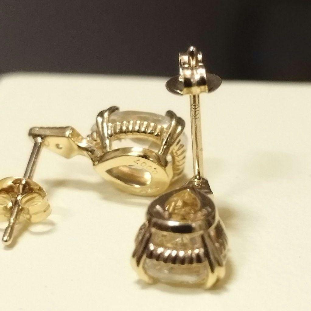 agete K10ピアス クォーツ ダイヤモンド ドロップ