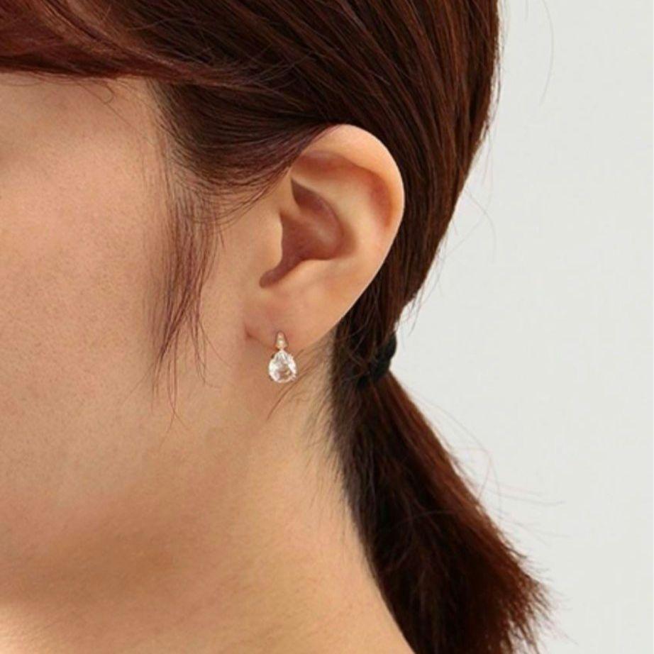 新品本物 K10ピアス agete クォーツ ドロップ ダイヤモンド アクセサリー