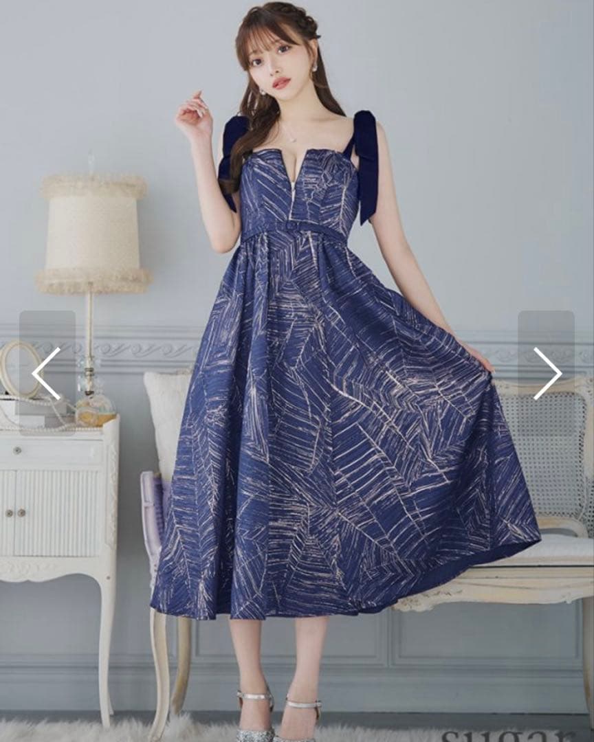 DEA. ジャガードフレアサテンリボンロングキャバドレス DE3268 ディア