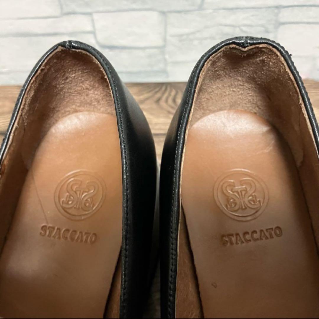 【22.0cm】STACCATO ブラック厚底ローファー ウェッジソール