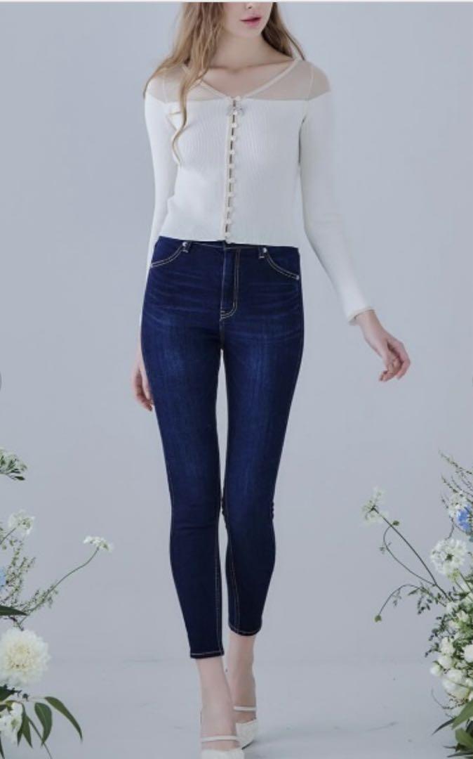 Riu Sheer switching knit cardigan Rちゃんアウトレット ストア