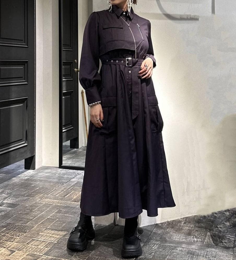 カーゴライクジップワンピース パープル