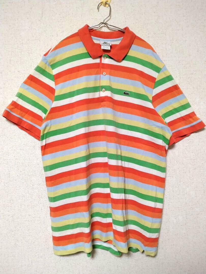 Lacoste ラコステ フランス製 マルチボーダー ポロシャツ XXL 7