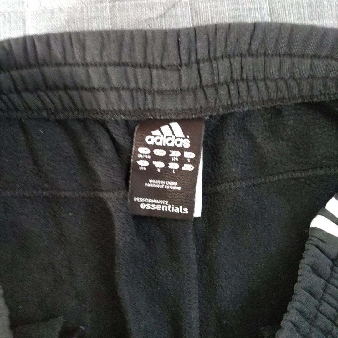 adidas ブラック スウェット上下　フルジップパーカー　3本ライン　Lサイズ