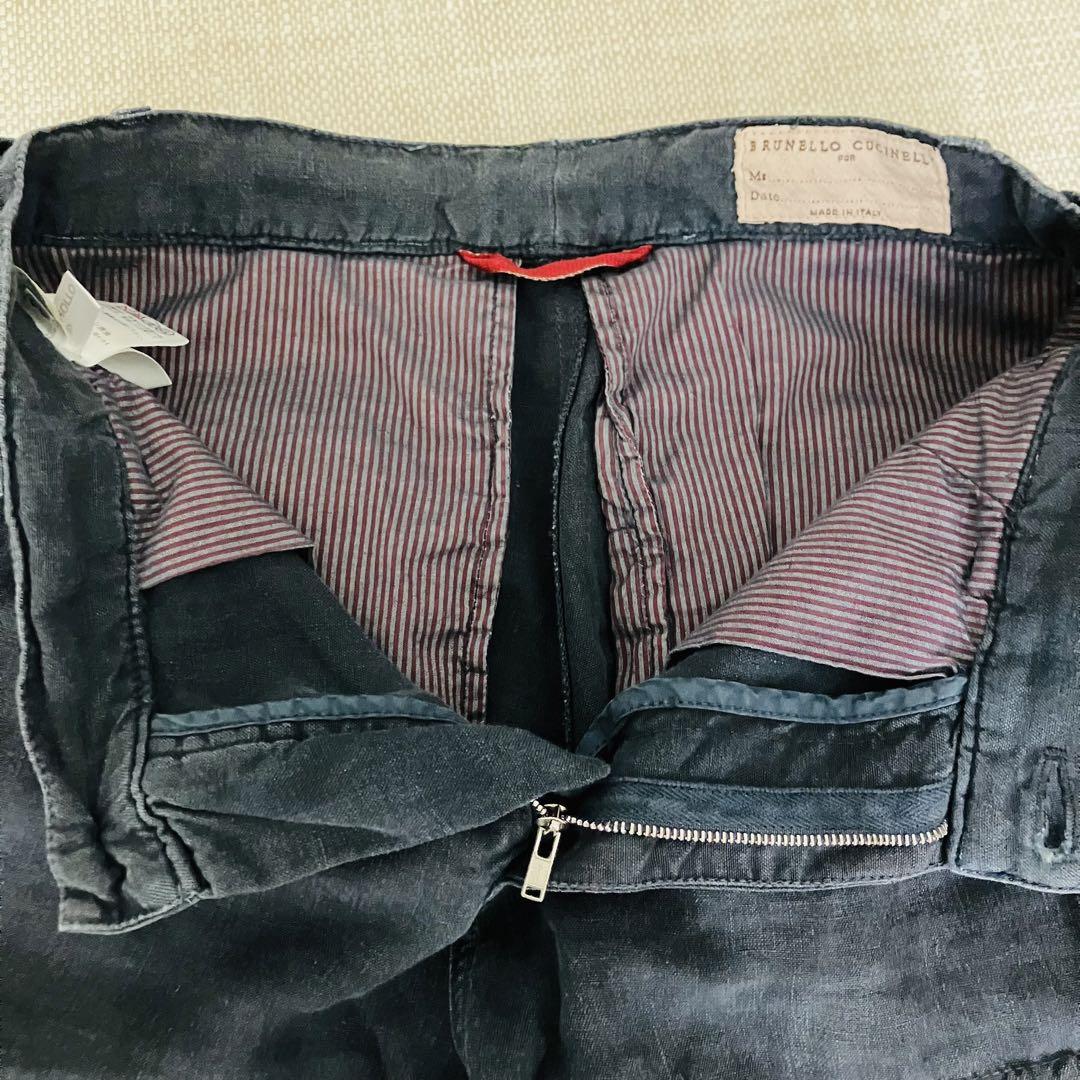 美品】ブルネロクチネリ カーゴパンツ ハーフ リネン ストーン