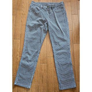 ストライプ スリムフィットパンツ コットン混紡