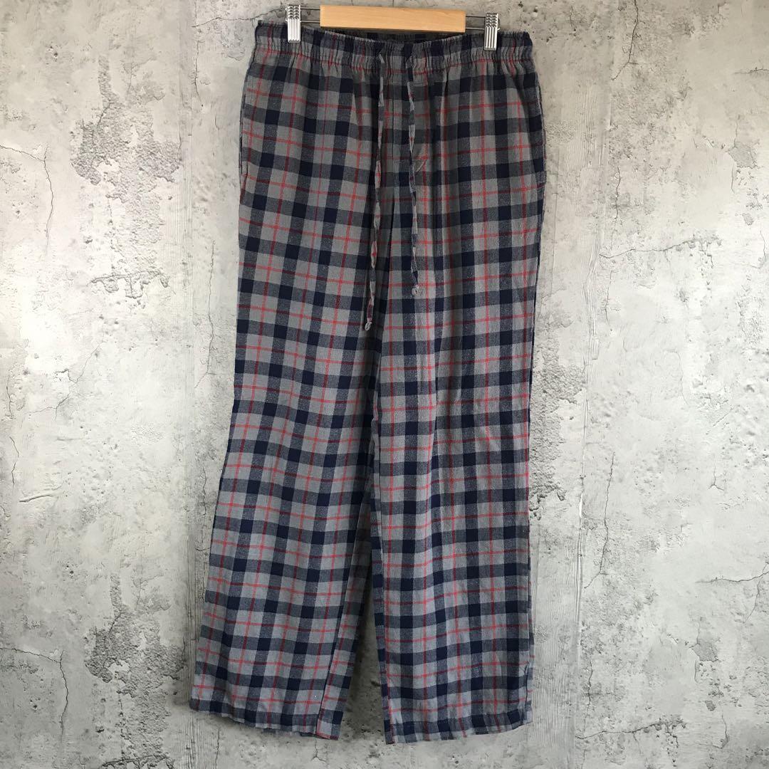 yz185古着　チェックパンツ　パジャマパンツ　グレー　紺　赤　90s Y2K