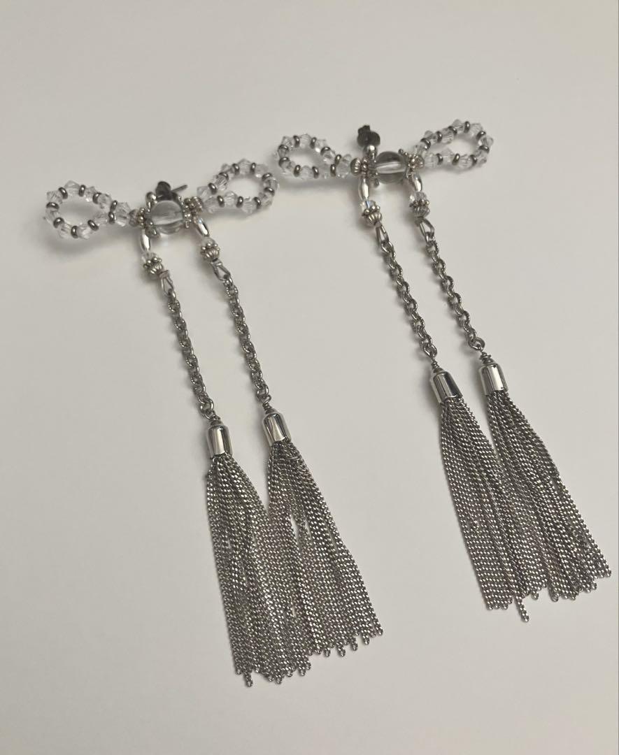 tanakadaisuke crystal ribbon chain ピアス