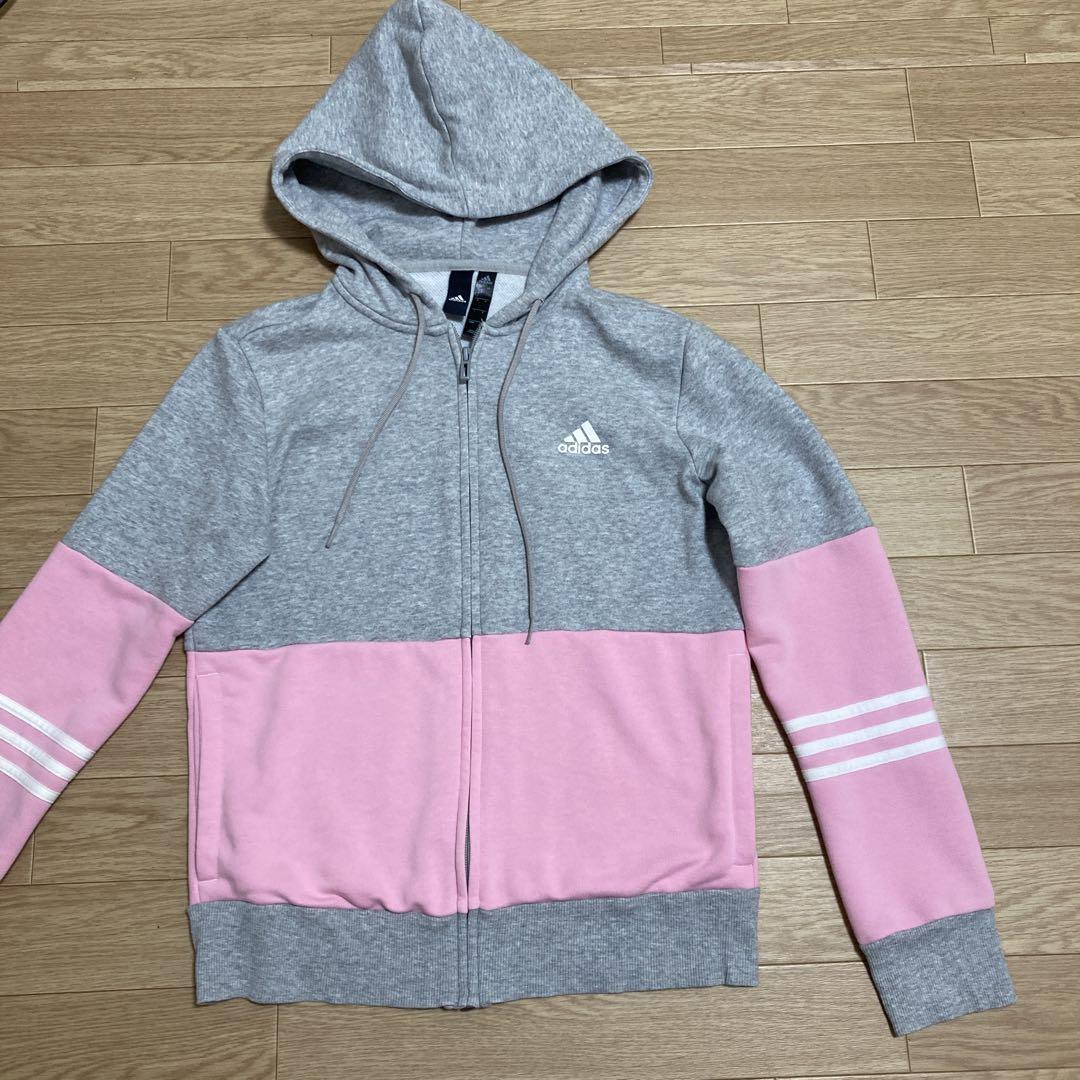 adidas フード付きジップアップパーカー - メルカリ