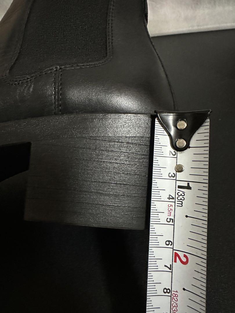 ZARA レザー サイドゴアブーツ ヒール約5.5cm - メルカリ