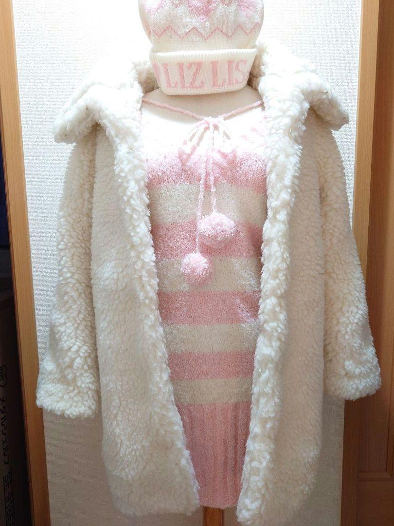 LIZLISA　モコモココート・ニットワンピース・ニット帽子セット
