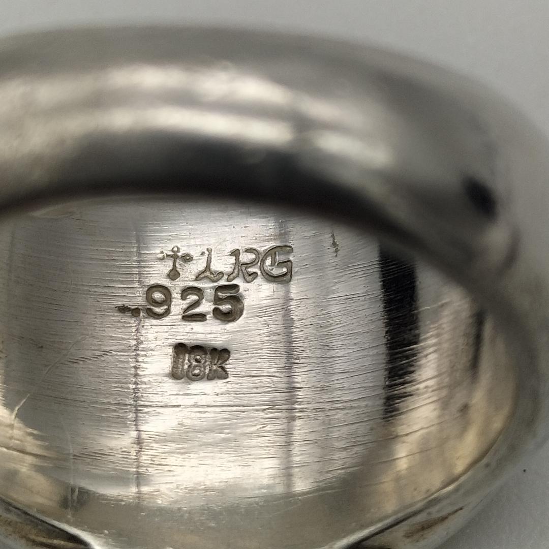 【美品】ローリーロドキン　クロスシグネットリング　10号　925×K18