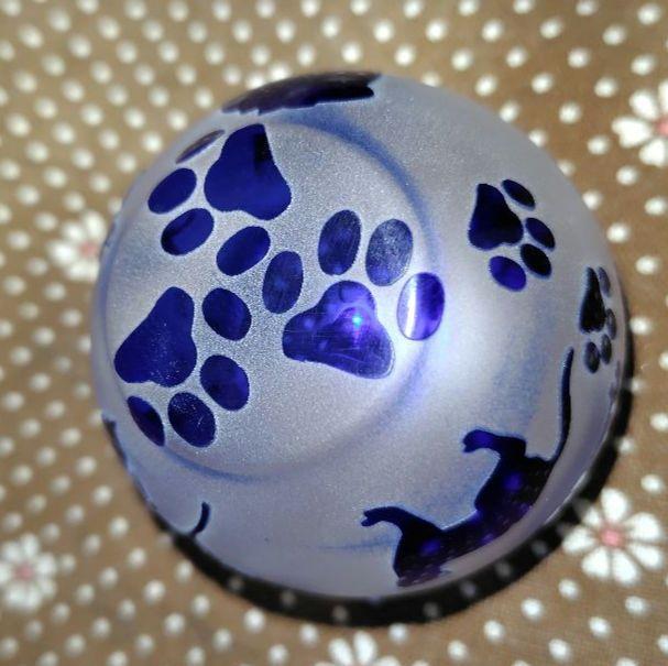 サンドブラストガラス製品猫と花ぐいのみ酒器盃