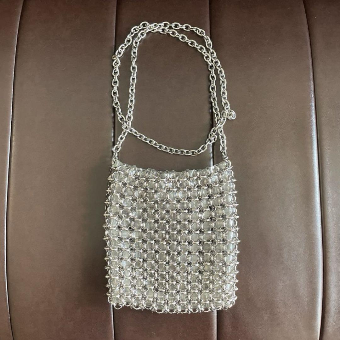 MOUSSY metal shoulder bag ショルダー バッグシルバー