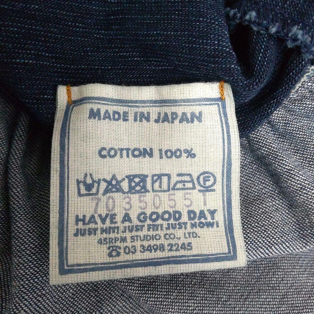 45R デニム×でこぼこ天竺のドレス(インディゴ 濃)