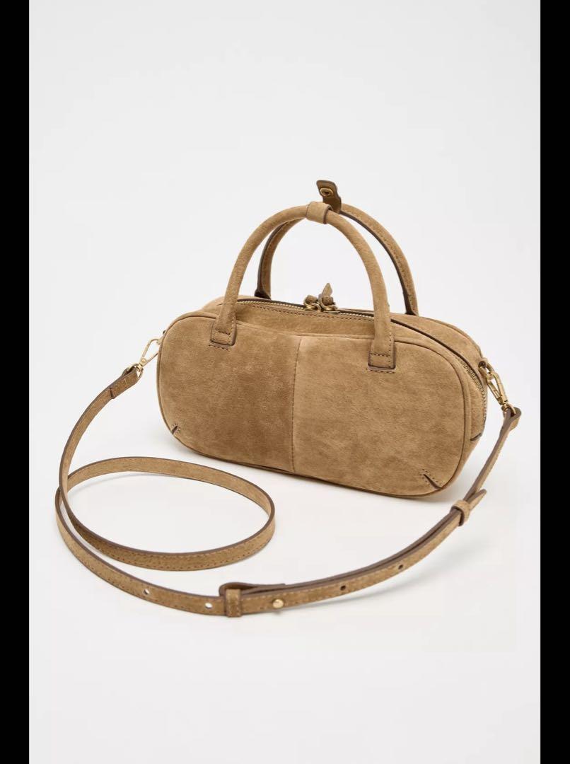 zara ザラ ダブルハンドルスプリットスエードミニバッグ ハンドバッグ