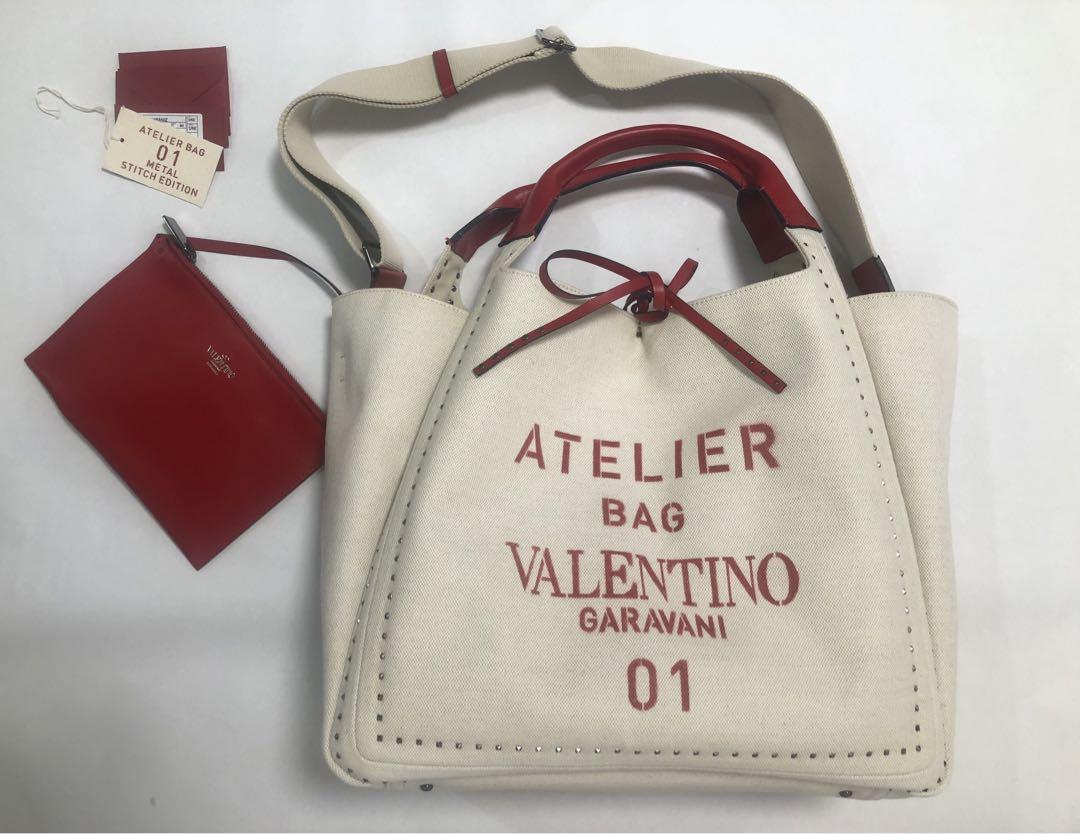 希少サイズ valentino  アトリエ トートバッグ キャンバス レザー