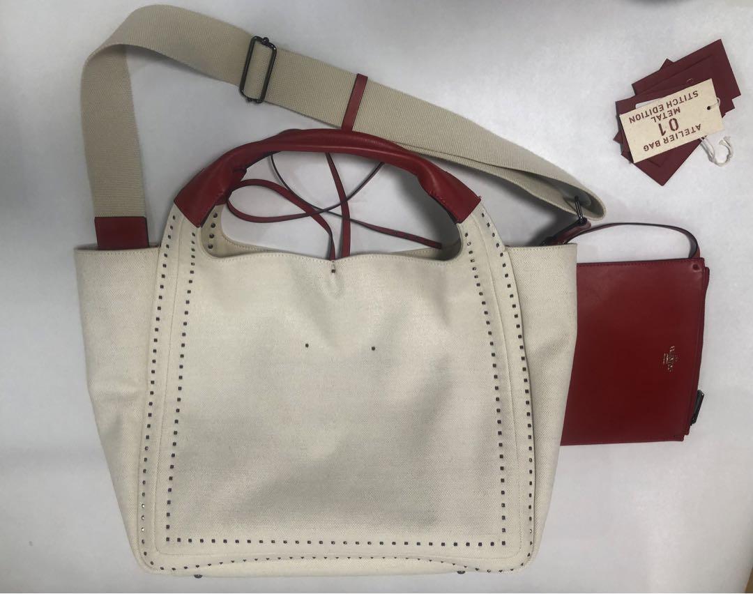 希少サイズ valentino  アトリエ トートバッグ キャンバス レザー