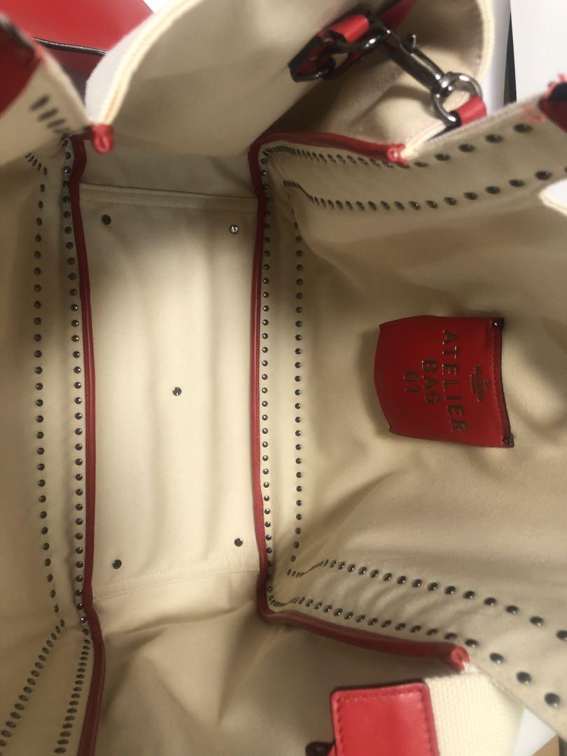 希少サイズ valentino  アトリエ トートバッグ キャンバス レザー
