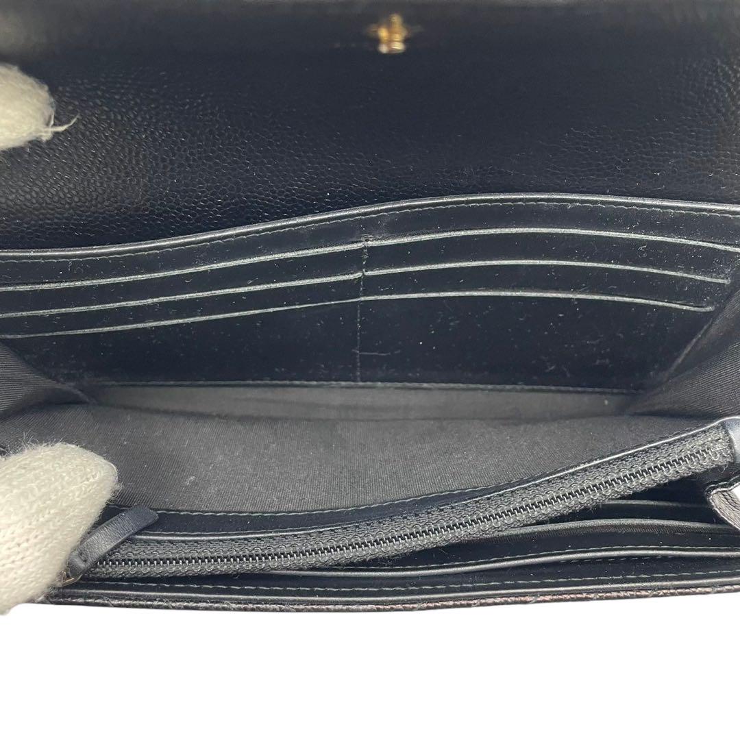 箱付き✨️CHANEL 長財布 キャビアスキン ゴールド金具 Vステッチ
