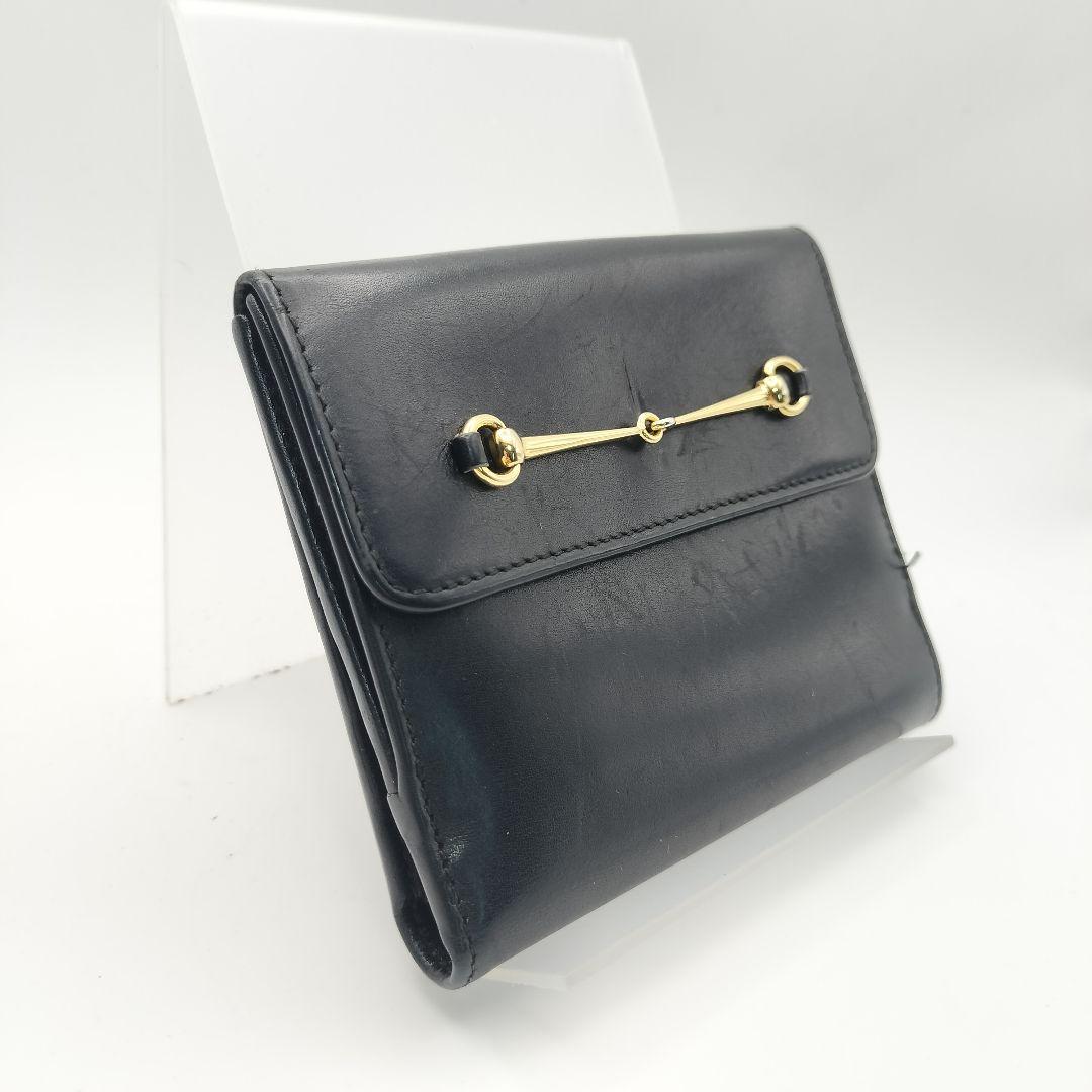 グッチ　折財布　財布　ウォレット　ホースビット　レザー　ブラック