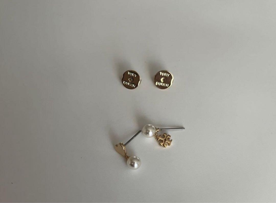 N11249G トリーバーチ スタッズピアス ロゴ&パール＆ハート