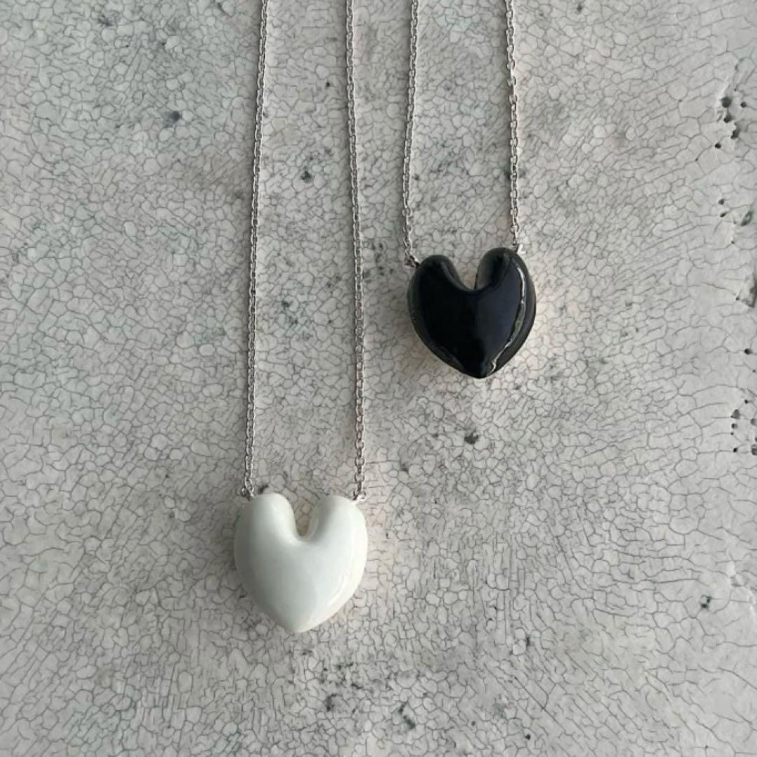 CHIEKO+ チエコプラス heart necklace ブラック×シルバー - メルカリ