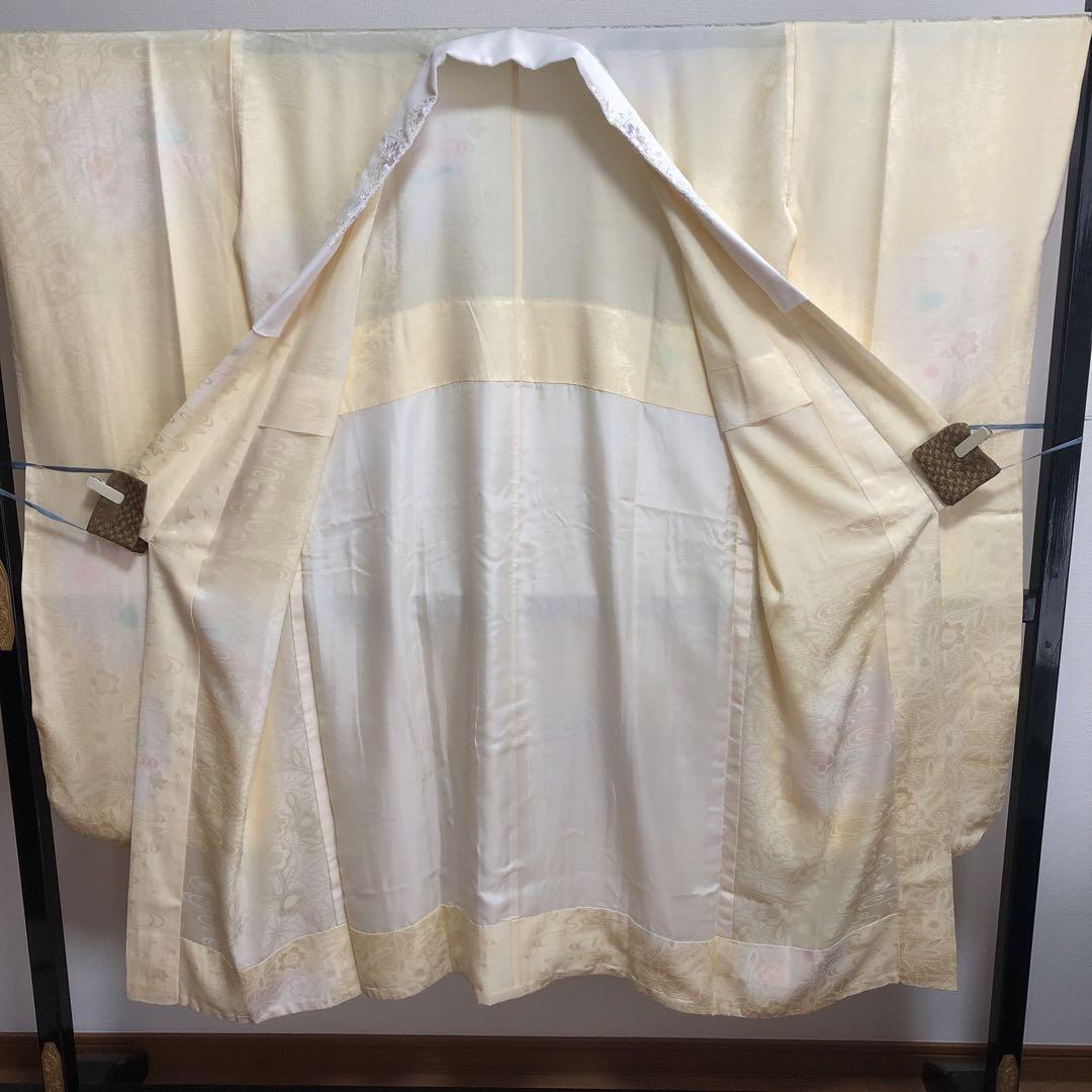 振袖用　長襦袢　単衣　無双袖　刺繍衿　桜　楓 観世水文