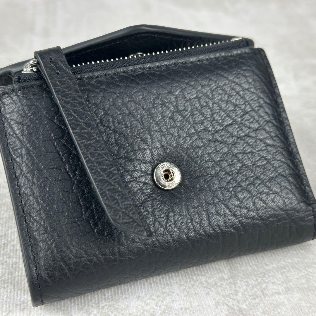 値下!!Maison Margiela メゾンマルジェラ 黒革 の三つ折り財布 贅沢