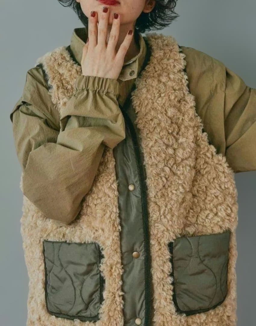 niko and ...　アソートファーベスト　ベージュ　カーキ　M