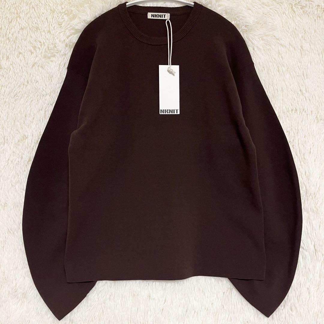 未使用 NKNIT curved arm cotton KNIT ニット 長袖